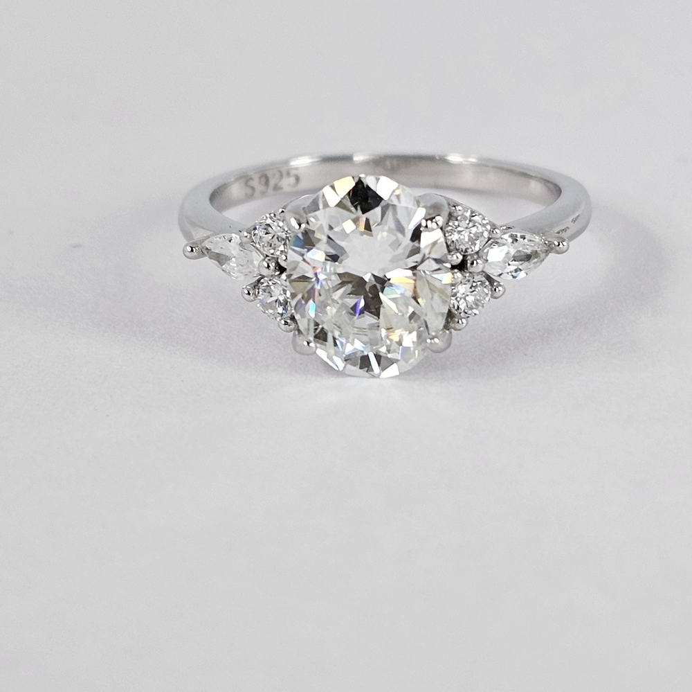 Certified GRA Moissanite Ring 18k Gold over Sterling Silver Sz 6! NEW